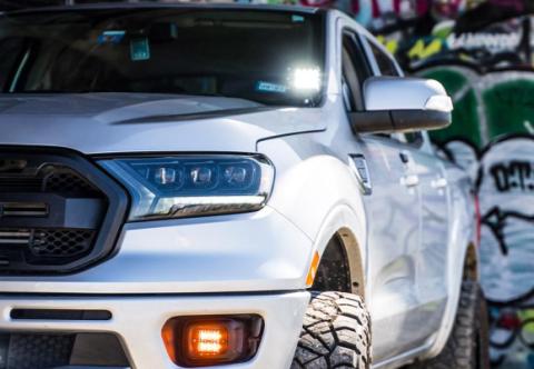 2019-Present Ford Ranger Ditch Mounts 3.5 inch Round Cannon Pod Wiring Harness Cali Raised LED