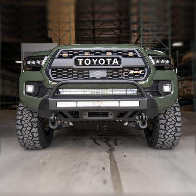 16-Up Tacoma Stealth Bumper 32 Inch LED Bar Spot Beam Bumper Light Bar-Blue-Tall 32 Inch Spot Beam with Relocation Mounts Bumper Light Bar Switch No Winch No D-Ring Cali Raised LED