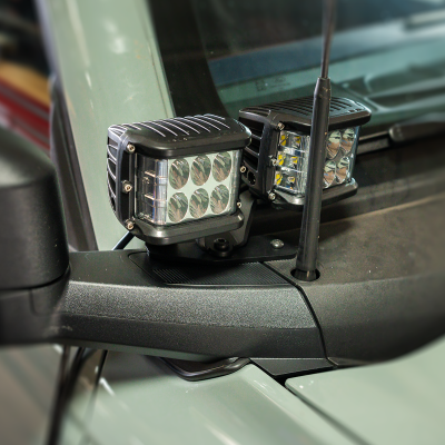 Ditch Light Mount Kit Fits 21-Present Ford Bronco Raptor - (2) 27W Side Projecting LED Pods/(2) 3.5 Inch Round Cannon Pods Cali Raised LED
