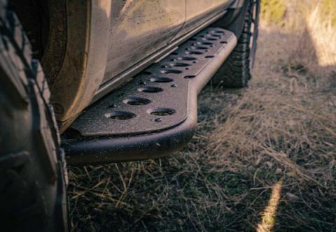 Step Edition Rock Slider For 24-Present Toyota Tacoma/Double Cab Short Bed W/ Kick Out/No Filler Plate/Powdercoat Cali Raised LED