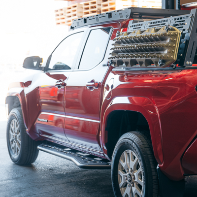 Step Edition Rock Slider For 24-Present Toyota Tacoma/Double Cab Long Bed W/ Kick Out/Yes (Raw Steel)/Powdercoat Cali Raised LED