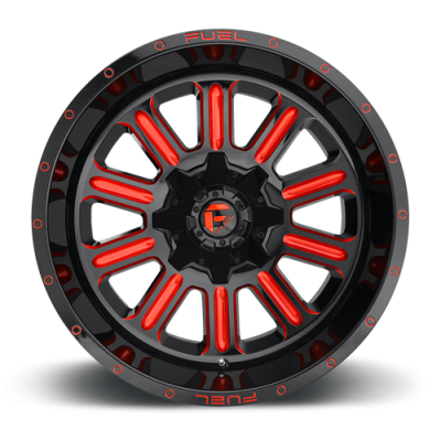 Aluminum Wheels 22X12 Hardline D621 5 On 114.3/5 On 127 Gloss Black/Candy Red 78.1 Bore -44 Offset Fuel Off Road Wheels