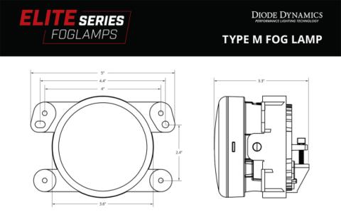 Elite Series Fog Lamps for 2005-2010 Chrysler 300 Pair Yellow 3000K Diode Dynamics