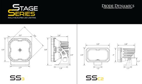 SS3 LED Ditch Light Kit for 2019-2021 Ford Ranger, Pro White Combo Diode Dynamics