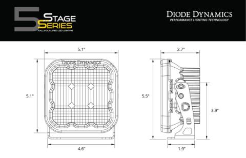 SS5 LED Pod Pro Yellow Spot Pair Diode Dynamics