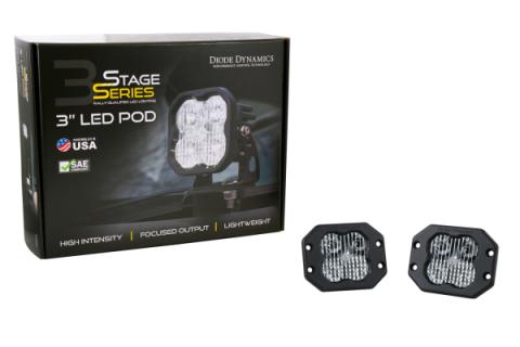 SS3 Sport ABL White SAE Driving Flush Pair Diode Dynamics