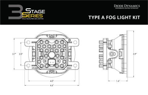 SS3 LED Fog Light Kit for 2015-2021 Subaru Impreza (w/ Eyesight Package) Yellow SAE Fog Sport w/ Backlight Diode Dynamics