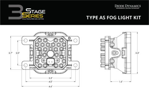 SS3 LED Fog Light Kit for 2010-2018 Ford Transit Connect White SAE Fog Max w/ Backlight Diode Dynamics