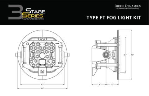 SS3 LED Fog Light Kit for 2004-2005 Toyota Solara Yellow SAE Fog Sport w/ Backlight Diode Dynamics