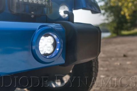SS3 LED Fog Light Kit for 2007-2018 Jeep JK Wrangler White SAE Fog Sport w/ Backlight Type M Bracket Kit Diode Dynamics