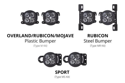 SS3 LED Fog Light Kit for 2020-2021 Jeep Gladiator White SAE Fog Sport w/ Backlight Type M Bracket Kit Diode Dynamics