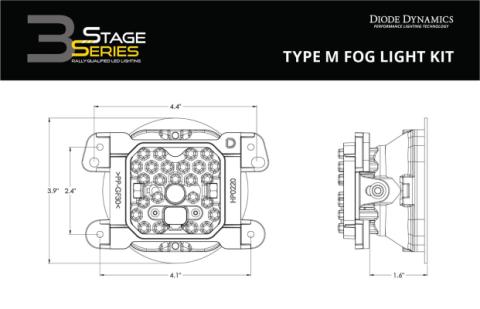 SS3 LED Fog Light Kit for 2005-2007 Dodge Magnum Yellow SAE Fog Sport w/ Backlight Type M Bracket Kit Diode Dynamics