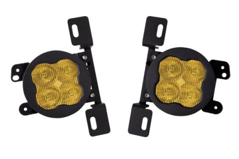 SS3 LED Fog Light Kit for 2007-2018 Jeep JK Wrangler Yellow SAE Fog Max w/ Backlight Type MR Bracket Kit Diode Dynamics