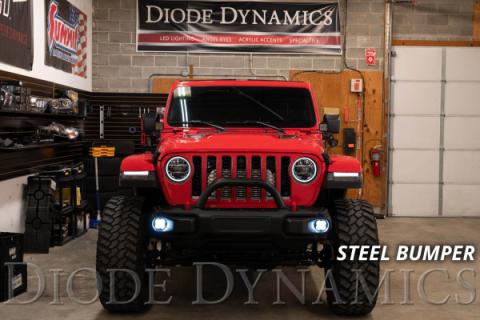 SS3 LED Fog Light Kit for 2020-2021 Jeep Gladiator White SAE Fog Pro w/ Backlight Type MS Bracket Kit Diode Dynamics
