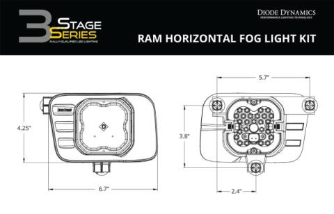SS3 Pro Type Ram Horiz Kit ABL White SAE Fog Diode Dynamics