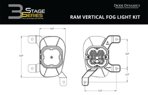 SS3 Sport Type Ram Vert Kit ABL White SAE Fog Diode Dynamics