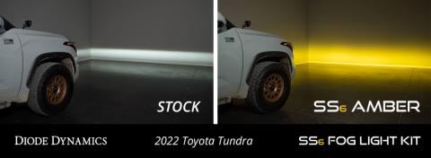 SS6 LED Fog Light Kit for 2022 Toyota Tundra White Wide Diode Dymanics