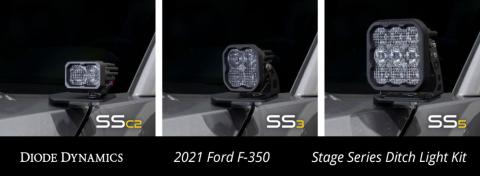 Stage Series Ditch Light Kit for 2017-2022 Ford Super Duty, C2 Sport White Combo Diode Dynamics