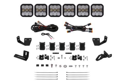 SS5 7-Pod CrossLink Mounting Kit for Prinsu/Sherpa Roof Racks, Sport White Combo Diode Dynamics