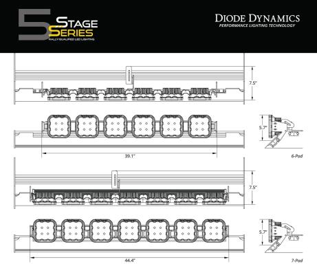 SS5 7-Pod CrossLink Mounting Kit for Prinsu/Sherpa Roof Racks, Pro Yellow Combo Diode Dynamics