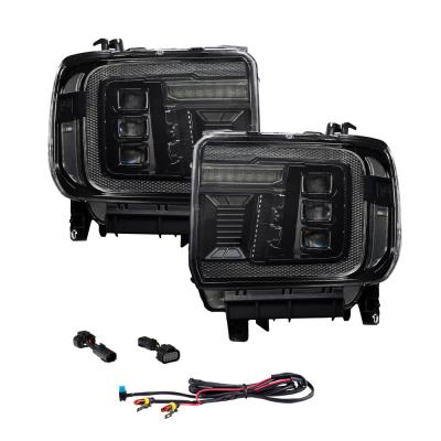 2014-2018 GMC Sierra 1500 and 2015-2019 GMC Sierra 2500/3500 LED Projector Headlights, Amber DRL Pair Form Lighting