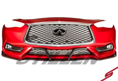 Infiniti Q60 Front Splitter &amp; Winglets Matte Black For 17-21 Infiniti Q60 Stillen