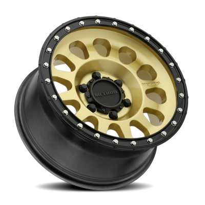 Aluminum Wheels 16x8 MR315 Bolt Pattern 6 On 139.7 Offset 0 Lip Size 1.65 Gold GD Black Street Loc Method