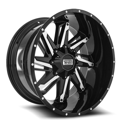 Aluminum Wheels 22x12 Wraith T-23 Black Milled 5 On 114.3/5 On 127 Bolt Pattern -44 Offset Twisted Off-Road