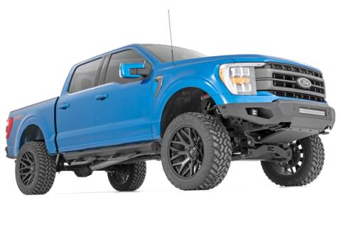 High Clearance Front Bumper LED Lights &amp; Skid Plate Ford F-150 (21-23) Rough Country