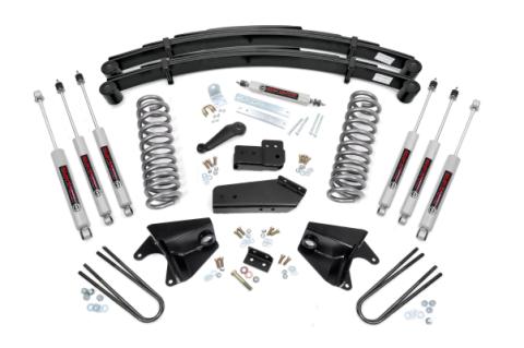 4 Inch Lift Kit Quad Front Shocks Rear Springs Ford Bronco 4WD (80-96) Rough Country