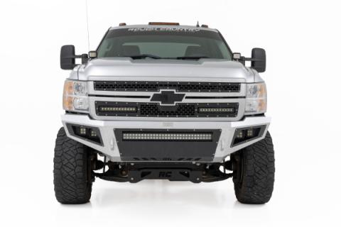 LED Light Kit Ditch Mount 2 Inch Black Pair Flood Chevy 1500 &amp; Silverado/Sierra 2500HD/3500HD (07-14) Rough Country