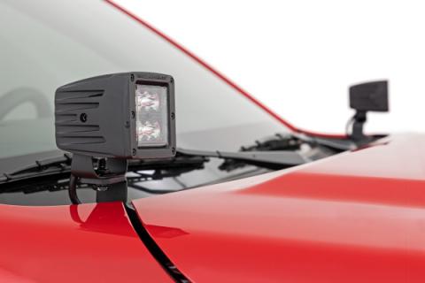 LED Light Kit Ditch Mount 2 Inch Black Pair Flood Nissan Frontier (22-26) Rough Country