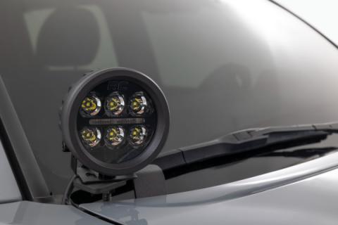 LED Light Kit Ditch Mount 2 Inch Black Pair Amber DRL Toyota Tacoma (16-23) Rough Country