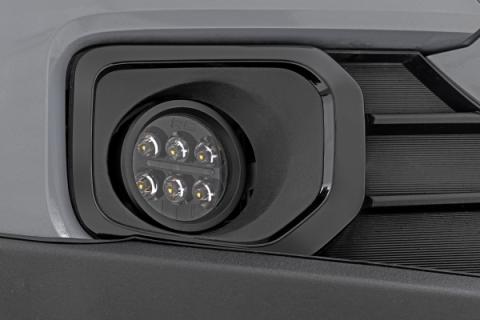 LED Fog Light Kit 3.5 Inch Round Black Series Amber DRL Toyota Tacoma (16-23) Rough Country