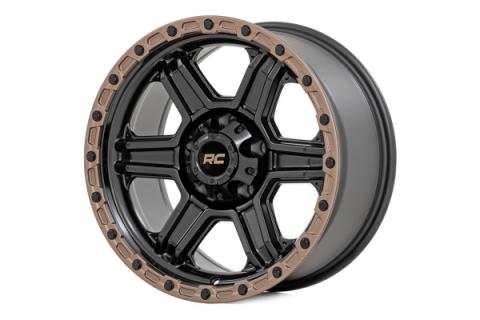 79 Series Wheel One-Piece Semi Gloss Black w/Bronze Ring 18x9 5x5 0mm Rough Country