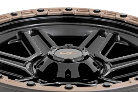 79 Series Wheel One-Piece Semi Gloss Black w/Bronze Ring 18x9 5x5 0mm Rough Country