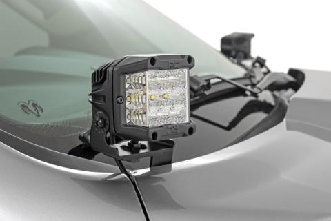LED Light Kit Ditch Mount 2 Inch Black Pair Flood Ram 1500 2WD/4WD (19-26) Rough Country
