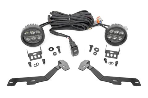 LED Light Kit Ditch Mount Black Series Round 3.5 Inch Amber DRL Ram 1500 (19-26) Rough Country