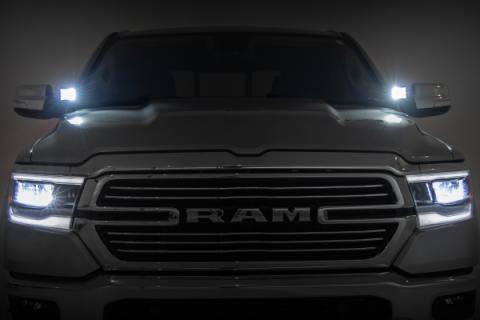 LED Light Kit Ditch Mount Black Series Round 3.5 Inch Amber DRL Ram 1500 (19-26) Rough Country