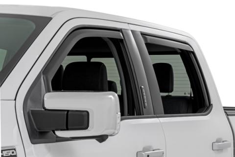Side Window Deflectors In Channel Rain Guard Ford F-150/Lightning/F-250/F-350/Raptor (15-26) Rough Country