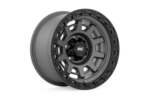85 Series Wheel One-Piece Gunmetal Gray/Black 15x8 5x4.5 -19mm Rough Country