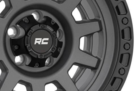 85 Series Wheel One-Piece Gunmetal Gray/Black 15x8 5x4.5 -19mm Rough Country