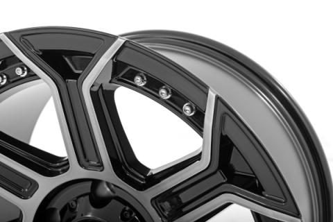 89 Series Wheel One-Piece Black Machined Gun Metal 17x9 5x4.5 -12mm Rough Country