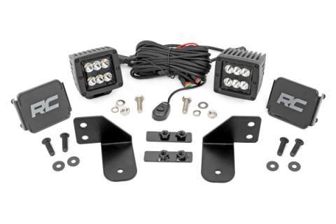 LED Light RR Cage Mount 2 Inch Black Spot Pair Polaris Ranger 1000/Ranger XP 900/1000 Rough Country