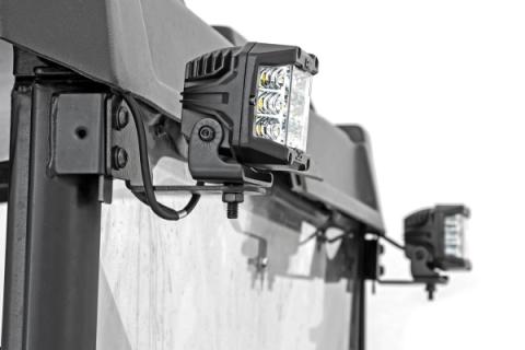 LED Light RR Cage Mount 2 Inch Black Spot Pair Polaris Ranger 1000/Ranger XP 900/1000 Rough Country