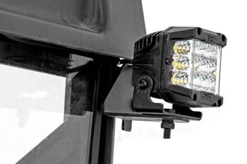 LED Light RR Cage Mount 2 Inch Black Spot Pair Polaris Ranger 1000/Ranger XP 900/1000 Rough Country