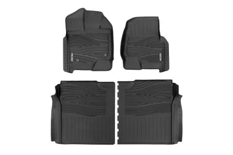 Flex-Fit Floor Mats FR &amp; RR Ford F-150 (15-26)/F-150 Lightning (22-26)/Raptor (17-25) Rough Country