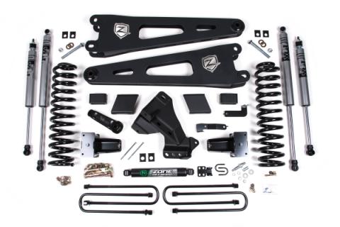 23-24 Ford F-250/F-350 Super Duty 4WD 5 Inch Radius Arm Lift Kit 3 Inch Rear Block Diesel 3 Leaf Main Fox Adventure Shocks Adventure Series Shocks Zone Offroad