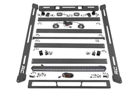 Jeep Roof Rack System w/Black-Series LED Lights 18-20 Wrangler JL Rough Country