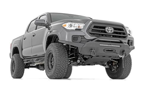 Front Bumper High Clearance Hybrid with 12000 Lb Pro Series Winch Synthetic Rope and 20 LED Light Bar 16-22 Toyota Tacoma Rough Country